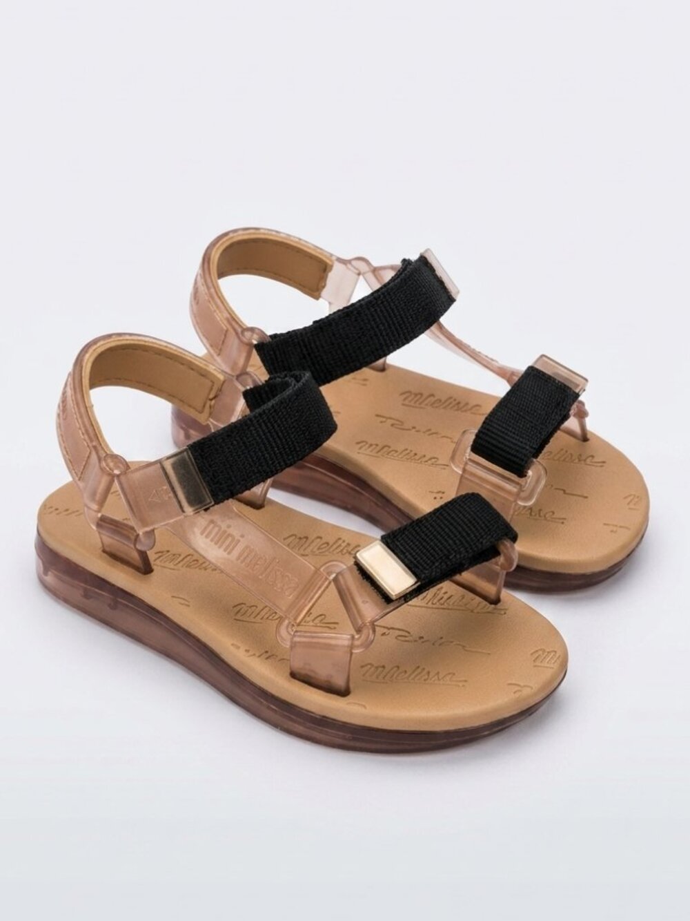 NIB Mini Melissa Papete Rider Kids Jelly Sandals Toddler Shoes Cream Black 8